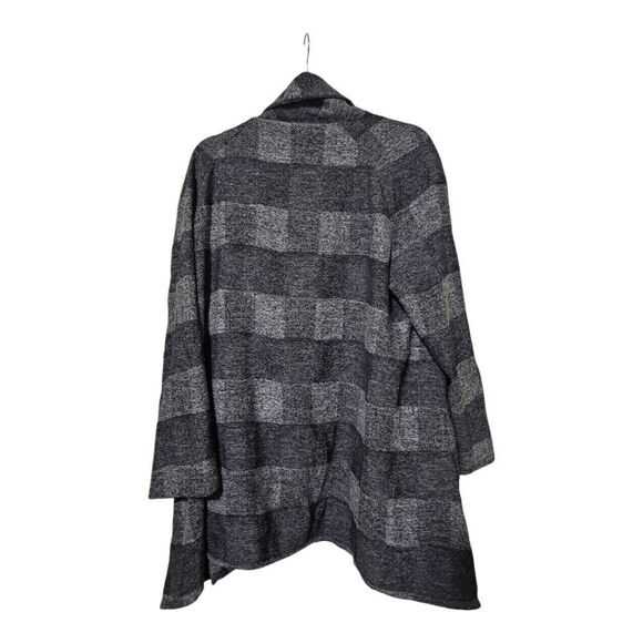 CHICO'S Long Open Front Cardigan Sweater Coat Black Gray - Size 2 - Picture 2 of 7